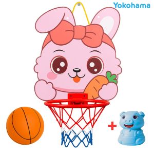 Toddler Basketball Wall Mount Hoop Set with Ball Puppy Durable Backboard Fun Activity Sport Game Toy