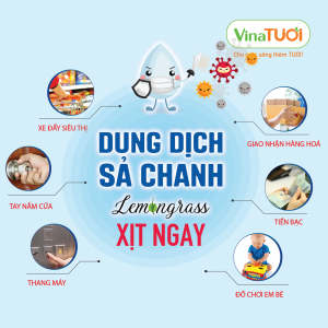 [CHÍNH HÃNG 100%] Dung dịch nước rửa tay Sả Chanh Vina Tươi 500ml Cồn 70 độ Tinh dầu Sả Chanh nguyên chất thiên nhiên
