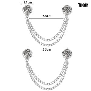 2Pcs Magnetic Pant Fixing Clip Cardigan Collar Pin Adjustable Trouser Legs Clamp Multifunctional Brooches With Chain Skirt Fixed Anti-slip Button