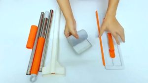 38/45cm Flat Floor Mop with Squeegee 180° Rotating Wall Mounted Space Saving