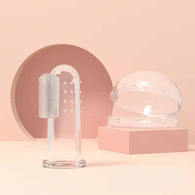 Baby Pro Premium Baby Finger Brush Soft Silicone Oral Care 360-degree wrapping gentle bristles finger fit pastel colors