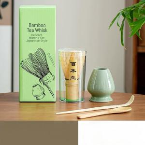4Pcs/Set Keramik Chasen Spoon Holder / Bamboo Brush Chasen / Matcha Maker Tools Starter Kit Pack / Alat Pembuat Matcha
