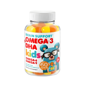 Kids Omega-3 DHA Gummies | Supports Brain Development and Eye Health | Omega 3-6-9 with Added Vitamin C | Vegan DHA Formula | No Fishy Taste | Chewable Gummies for Daily Nutrition Support | Suitable for Growing Children