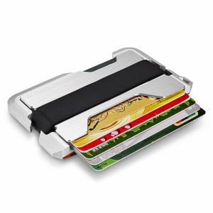 NEW Genuine Leather Card Holder Men Aluminum Metal RFID Blocking Credit Card Holder Slim Minimalist Wallet Cards holders
