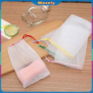 Masely 10Pcs Handmade Bath Soap Bubble Mesh Bags Exfoliating Cleaning Facial Soap Net (Random Color)