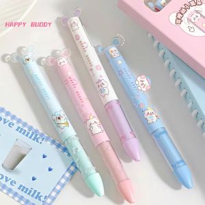 TINGTIAN 4 pcs ABS Dual Color Ballpoint Pen Mini Ear Press Student Writing Pen Funny Retractable Two-color Gel Pen Smooth Writing