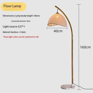 New Chinese Style Floor Lamp Shell Lamp Curved Rod Fishing Lamp Living Room Bedroom Tea Room