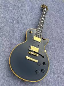 Gibson Custom Les Paul Black Electric Guitar Yellow Binding Gold Hardware Professional Guitar