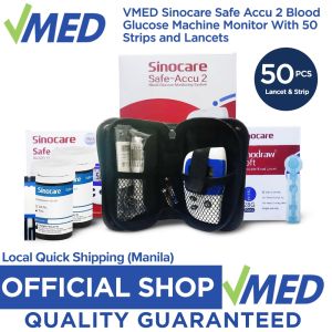 VMED Sinocare Safe Accu 2 Blood Glucose Machine Monitor With 50 Strips Lancets