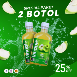 VINAPLE by Vinenon Paket 2 Botol Cuka Apel With Mother Original 300ml - Detok Alami Kesehatan Tubuh