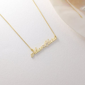 Kalung Nama Custom Gold Silver Font Alice Lapis Emas 24K Elegan Mempercantik Penampilan