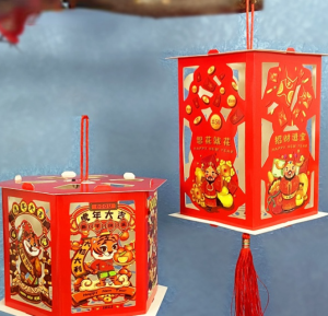 2024 Chinese New Year cartoon paper lantern led kids diy 春节装饰儿童纸灯笼手工 led diy cny decoration 2024 DIY New Year diy decoration pendant