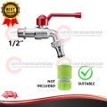SANWA/MEWAH/EUROCS 1/2" OUTDOOR BRASS CHROMED BIB TAP WASHING MACHINE ITALY GARDEN TAP BIB TAP WALL TAP PILI AIR LUAR. 