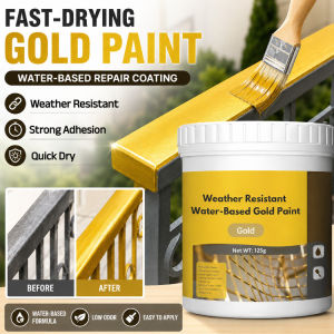 Gold Paint Water Based Metallic Gold Shiny Finish Non Toxic Quick Dry Decorative Paint Craft Wall Furniture Art DIY