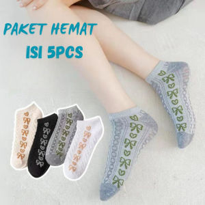 MGKS94 Kaos Kaki Pendek Ankle Socks Ala Semata Kaki Rajut Pita Warna Polos Random 5 Pcs