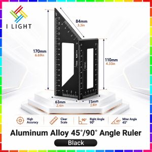 (Fast Delivery)45°/90° Angle Ruler Aluminum Alloy Square Multifunction Ruler Woodworking Gauge Ruler