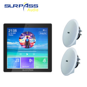 2 Channel Bluetooth Wall Amplifier Mini Touchscreen Amp Home Theater Background Music System with 8 "Ceiling-Mounted Stereo Speaker Bundle