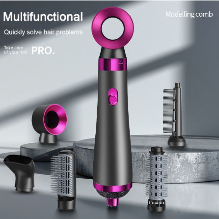 Hair Dryer Brush 5 In 1 Electric Blow Dryer Comb Hair Curling Wand Detachable Brush Kit Negative Ion Straightener Hair Curler