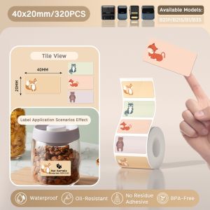 ​NIIMBOT B1 Label Printer - Thermal Bluetooth Waterproof | Oil-Resistant | Non-Toxic 20-50mm for Home & Kitchen​