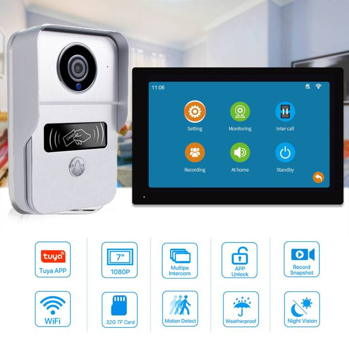 thumbnail image 2 of 2-Wire Video Intercom System With 1080P Camera & 7" Touch Screen - WiFi Smart Door Phone With Motion Detection & Remote Unlock 2 of 9