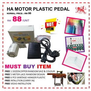 HA MOTOR PLASTIC PEDAL FOR HOME SEWING MACHINE / MOTOR HA DENGAN PEDAL KAKI UNTUK MESIN JAHIT HOMEUSE