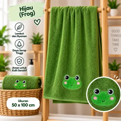 Handuk Karakter Lucu 50x100 cm | Handuk Anak Lembut Motif Kartun | Daya Serap Tinggi