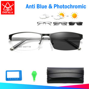 IMPALA FL113 High Quality Titanium Alloy Frame Anti-blue light Glasses Photochromic Lenses 100% Anti UV