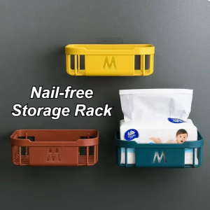 Large Tissue Holder Bathroom Waterproof Wall Mount Punch-Free Suction Cup Toilet Paper Storage Box