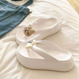 [Free Shipping] Cartoon Beach Flip-Flops For Outdoor Wear Summer Height-Increasing EVA Thick-Soled WomenS Casual Indoor Sandals