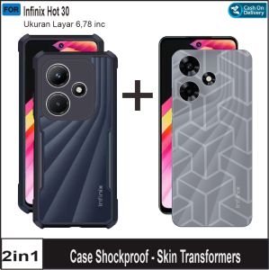 Paket 2in1 Infinix Hot 30/Hot 30i Case Armor Shockproof Free Skin carbon