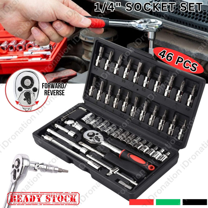 46PCS Chrome Vanadium Bolt Socket 46PC Wrench Screwdriver Bit Set