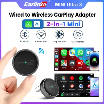 Carlinkit CarPlay Android Auto Adapter Mini Ultra - USB A/Type C for iPhone & Android Convert Wired to Wireless Plug & Play Auto Connect OTA Update