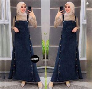 Baju Kodok Overall Dress Jeans Wanita Jumbo Terbaru 2024 Premium Ld 120 Jesina Overall Jumbo Allsize