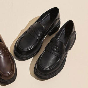 Free Shipping High-Heeled Platform Loafers WomenS Single Shoes Casual Leather Shoes 2026 Autumn New Collection Preppy Style JK Shoes Height-Increasing
