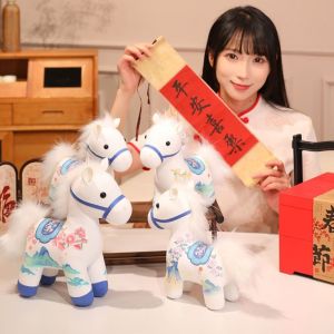 YUDESHUI Bông PP Búp bê ngựa nhồi bông Thêu ấm cúng Động vật sống động như thật Đồ chơi nhồi bông hình ngựa Đồ nhồi bông Mô phỏng nhồi bông Gấu bông ngựa con đứng Quà tặng năm