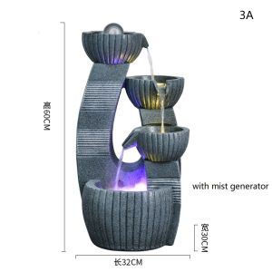 Luxury Resin Floor Fountain Indoor-Outdoor with Multi-Level Water Flow 4-tier waterfall rolling ball with Mist Generator