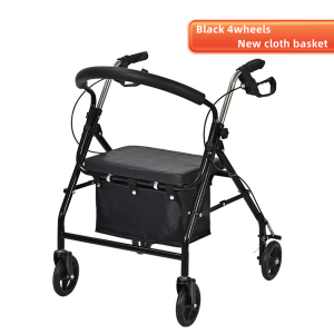 Elderly walker trolley can push and sit shopping cart elderly leisure four-wheel shopping cart with chair walker
