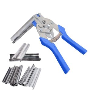 LITUILI Nhẫn móng tay Kìm buộc lồng Loại M Với 600 chiếc kẹp M Dụng cụ kìm vòng cong Hàng rào dây Kẹp lắp ráp lồng Gà