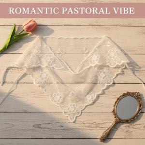 Sweet Elegant Lace Flower White Woven Lace Hair Scarf Artistic Style Multi Functional Belt Tie Travel Photo Hair Accessories