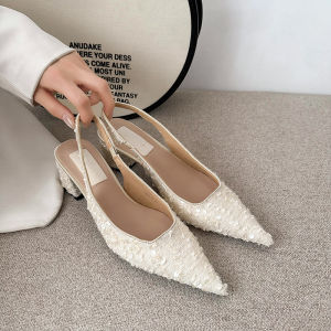 French Style Small Fragrant Style Baotou Sandals Fairy Shoes New Spring and Summer Pointed Temperament Socialite High Heels Evening Shoes