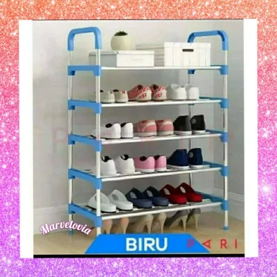 RAK SEPATU SANDAL 5 SUSUN PORTABLE LAYER HOLDER BESI PLASTIK