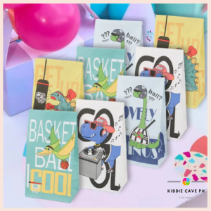 6 pcs Dinosaur Dino Theme Loot Bag Assorted Design Party Supplies Party Packs and Sets Candy Bag Wrapping Bag Candy Box Party Favor
