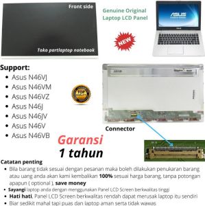 Layar LCD Asus N46VJ N46VM N46VZ N46J N46JV N46V N46VB monitor panel screen