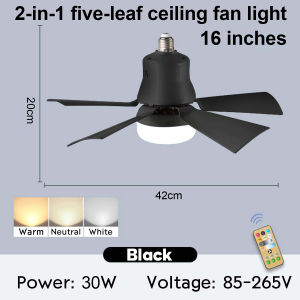 40W Ceiling Fan with Remote Control LED Light Fan Electric Fan Inverter Lamp Fans E27 Base Socket Fan 5 Blades 3 Wind Smart Silent Ceiling Fan for Bedroom Living Room Decor