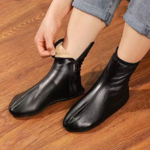 Waterproof PU Leather Slipper Socks for Women and Men Winter Warm Thick Fleece Lined Thermal Casual Home Carpet Socks