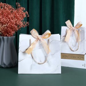 PB086 – TAS KADO PAPER BAG MARBLE KANTONG GOODIE BAG HAMPERS + PITA PREMIUM GIFT 2 RIBBON