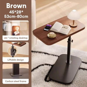 Rotatable Laptop Desk Sofa Side Table Adjustable Height Portable Wooden Desktop Steel Frame Household Folding Table