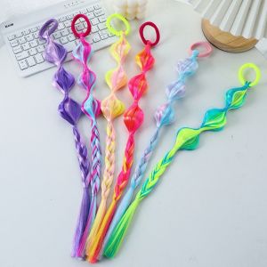 BEAUTYLADIES 2pcs Hair Extension Lantern Gourd Twist Bubble Braids Synthetic Colorful Stage Painted Hair Ties Long Hairpiece Girls Wig Hairbands for Women