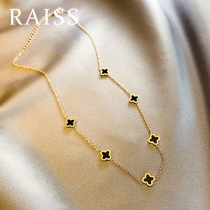 RAISS Women Clover Chain Clover Black Eye Fashion Chain Necklace
