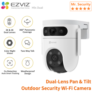 EZVIZ H9c DUAL 2K & 2K Dual-Lens 3MP Pan & Tilt Wi-Fi Camera Weatherproof Outdoor Color Night Vision